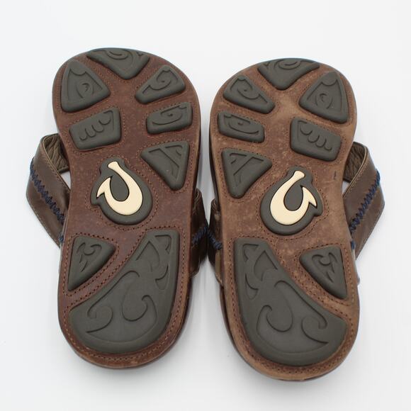 Olukai Mea Ola Leather Flip Flops Mens 12 Brown Comfort Sandals Casual Beach - Picture 6 of 7